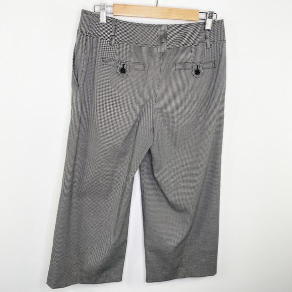 Ann Taylor LOFT Black Cream Micro Houndstooth Cropped Capri Pants Women's Size 4 - Picture 2 of 10